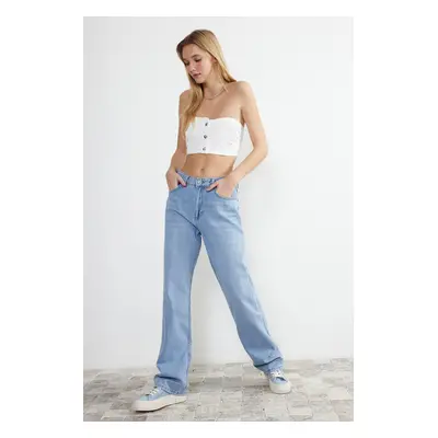 Trendyol Blue Low Waist Wide Leg Jeans