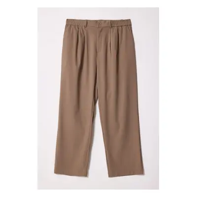 Trendyol Plus Size Beige Wideleg Fabric Trousers