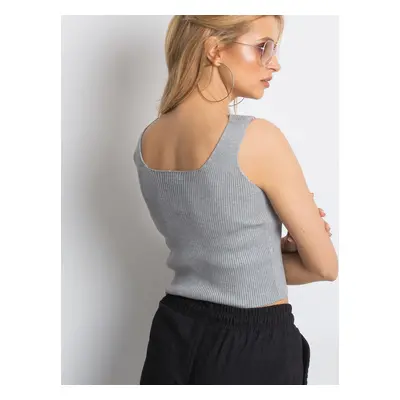 Šedý crop top s kravatou