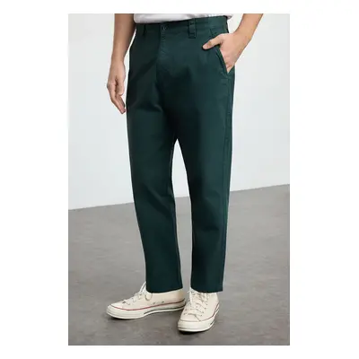 Trendyol Green Balloon Fit Cotton Gabardine Woven Trousers