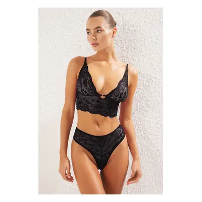 Trendyol Black Lace Openwork Coverless Lingerie Sets