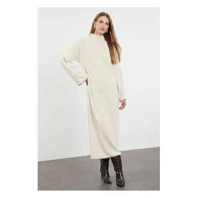 Trendyol Beige Sewing Detailed Long Knitwear Dress