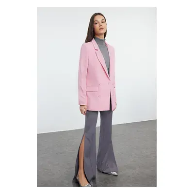 Trendyol Light Pink Regular Lined Double Breasted Closure Woven Blazer Jacket