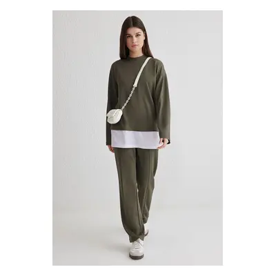 Trendyol Khaki Soft Texture Tracksuit Set