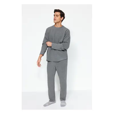 Trendyol Anthracite Regular Fit Ottoman Knitted Pajamas