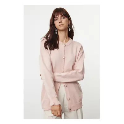 Trendyol Pink Soft Texture Jacket Look Knitwear Cardigan