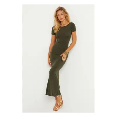 Cool & Sexy Women&#39;s Khaki Backless Maxi Dress