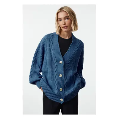 Trendyol Indigo Wide Fit Knitwear Cardigan