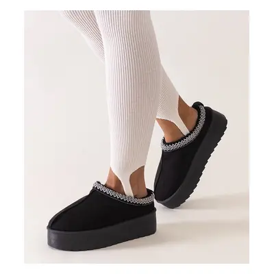 D/CEO Black slippers with fur insulated Valle