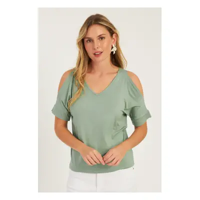 Cool & Sexy Women's Mint Cuffed Collar Blouse