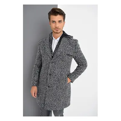 PLT8371 DEWBRRY MEN'S COAT-PATTERNED NAVY BLUE