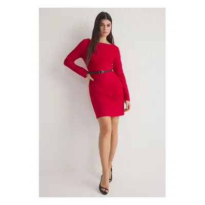 Trendyol Red Belted Bodycon Mini Woven Dress