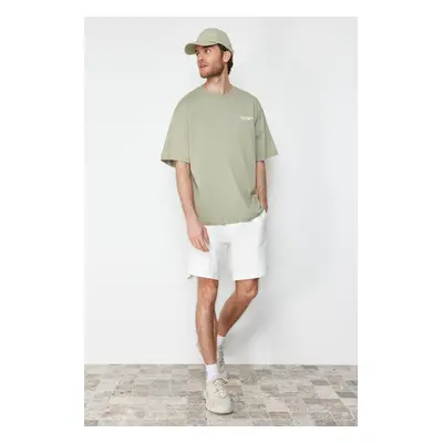 Trendyol Mint Oversize/Wide Cut Text Printed Short Sleeve 100% Cotton T-Shirt