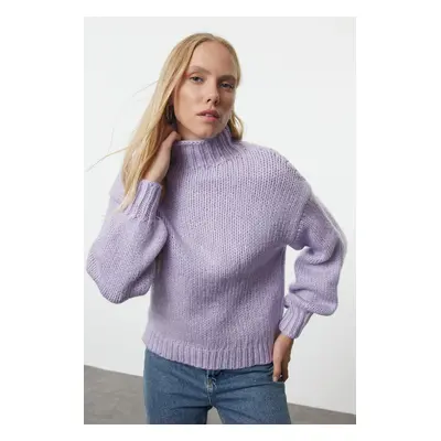 Trendyol Lilac Wide Fit Soft Textured Basic Knitwear Sweater