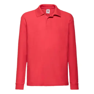 Red Long Sleeve Polo Shirt Fruit of the Loom