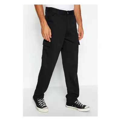 Trendyol Black 100% Cotton Pocket Woven Regular Fit Cargo Trousers