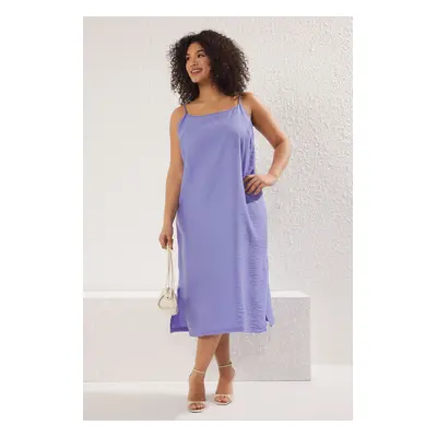 Trendyol Curve Purple Shally Woven Plus Size Dress