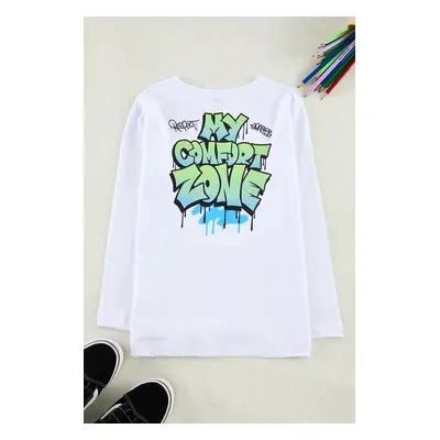 Trendyol White Boy's Back Printed Knitted T-Shirt