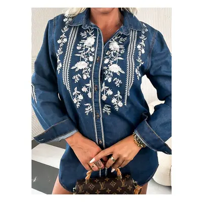 Elegantná vyšívaná denim košeľa LOLITA