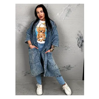 Dlhý oversized denim kabát YARMILA