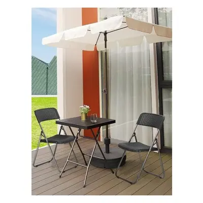 Bistro set z imitácie ratanu 3v1 - stôl + 2 stoličky farba: black