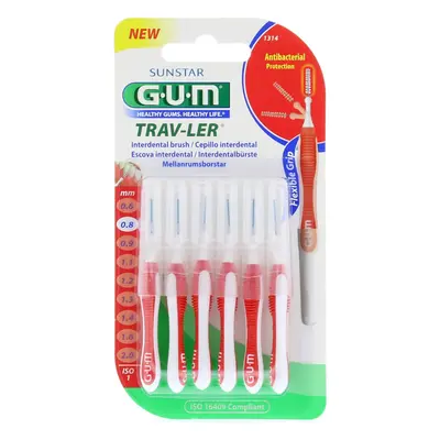 GUM Trav-ler mezizubní kartáčky 0,8 mm (červené), 6ks