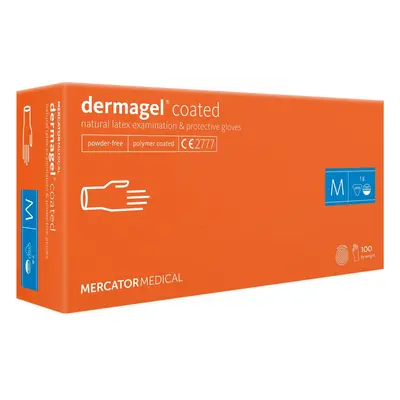 MERCATOR Dermagel Coated latexové vyšetřovací rukavice M (7-8), bílé, 100ks