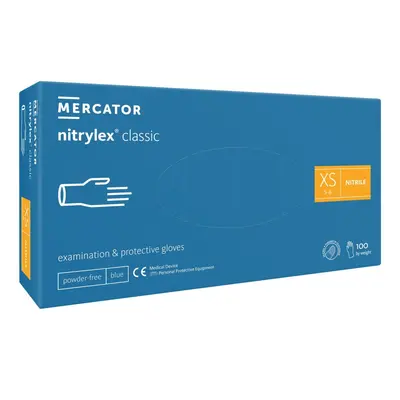 MERCATOR Medical Nitrylex Classic vyšetřovací nitrilové rukavice XS (5-6) modré, 100ks