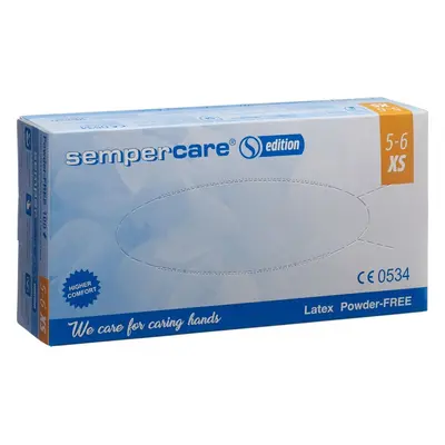 Sempercare latexové vyšetřovací rukavice XS, (bílé), 100ks