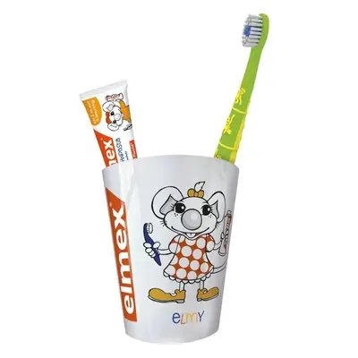 Elmex Kids KIT - zubní pasta 12ml + kartáček + kelímek (sáček)