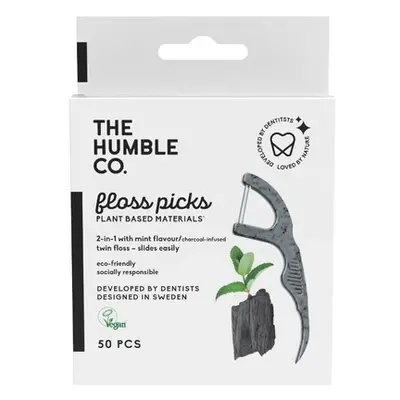 Humble Floss picks BLACK dentální mečíky s aktivním uhlím (mint), 50ks