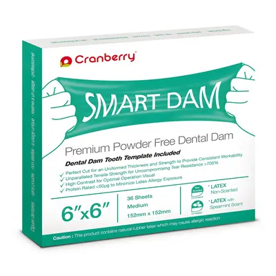 Cranberry Smart Dam Medium latexová blána 15x15 máta (zelená), 36ks