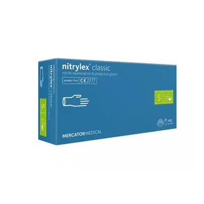 MERCATOR Medical Nitrylex Classic vyšetřovací nitrilové rukavice S (6-7) modré, 100ks