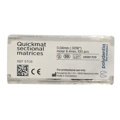 Polydentia Quickmat matrice sekční kovové 0,025mm (výška 5mm), 100ks