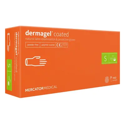 MERCATOR Dermagel Coated latexové vyšetřovací rukavice S (6-7) , bílé, 100ks