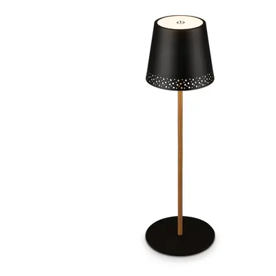 LED nabíjecí stolní lampa 38 cm 2,6 W 280lm černá-dřevo - BRILO