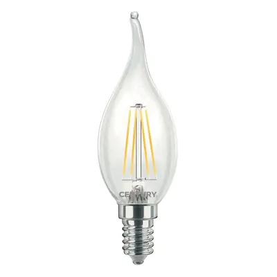 LED FILAMENT SVÍČKA PLAMEN ČIRÁ 4W E14 2700K 470Lm 360d 35x118mm IP20 - CENTURY