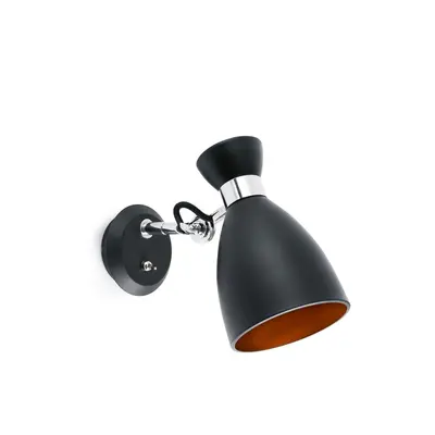 RETRO nástěnná lampa, černá a měď - FARO