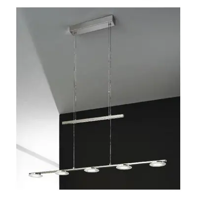 Závěsné svítidlo 5x5W LED chrom, satin sklo, stmívací, 90-150cm - ORION