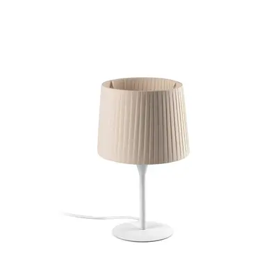 SAMBA bílá/skládaná béžová mini stolní lampa - FARO