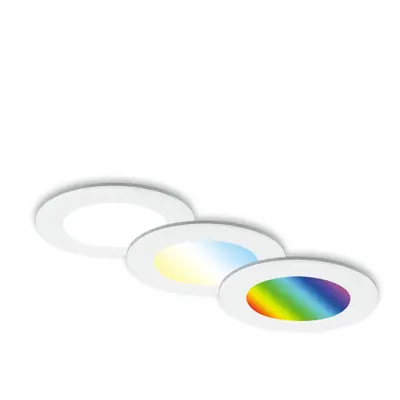 AKCE - RGB-CCT LED vestavná svítidla sada, pr.9,2 cm, 3x LED, 4,8 W, 450 lm, bílé - BRILONER