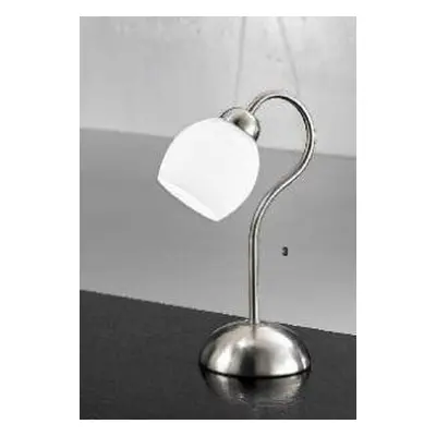 Stolní lampa 1x40W E14, satin/opál sklo bílé, výška 20cm - ORION