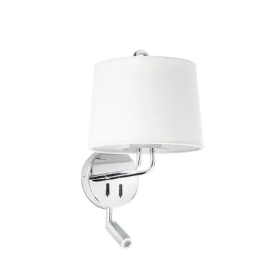 MONTREAL nástěnná lampa, chrom/bílá, se čtecí lampičkou - FARO