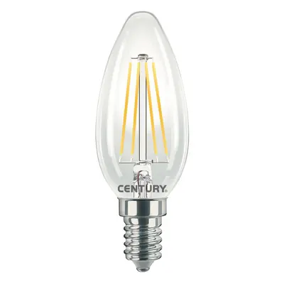 LED FILAMENT SVÍČKA ČIRÁ 4W E14 4000K 470Lm 360d 35x98mm IP20 - CENTURY