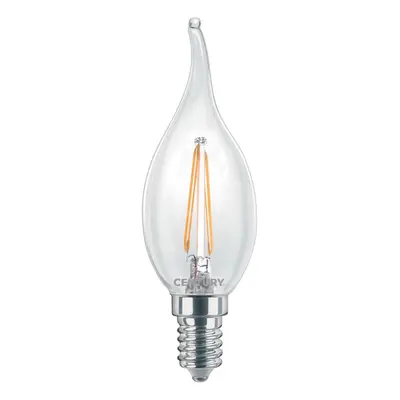 LED FILAMENT SVÍČKA PLAMEN ČIRÁ 2W E14 2700K 245Lm 360d 35x118mm IP20 - CENTURY