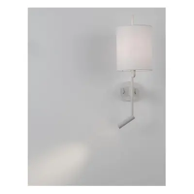 Nástěnné svítidlo YAMA bílé stínidlo a bílý hliník nastavitelné - vypínač na těle E27 1x12W 230V