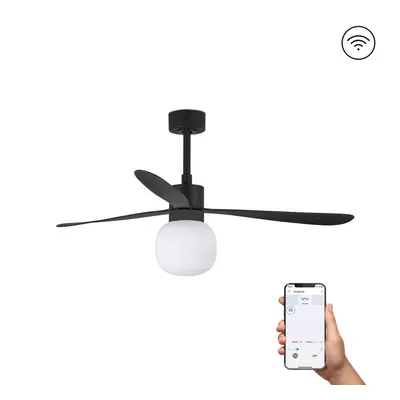 AMELIA L BALL LED stropní ventilátor, černá SMART - FARO