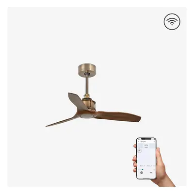 JUST FAN XS, starozlatá/dřevo, stropní ventilátor 81cm SMART - FARO