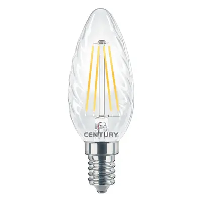 LED FILAMENT SVÍČKA TWIST ČIRÁ 4W E14 4000K 470Lm 360d 35x98mm IP20 - CENTURY