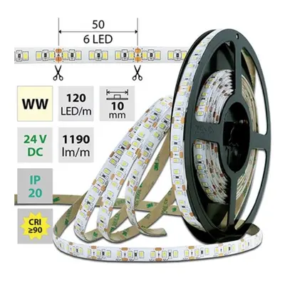 AKCE - LED pásek SMD2835 WW, 120LED/m, 14W/m, 1190lm/m, IP20, DC 24V 3,2m - McLED